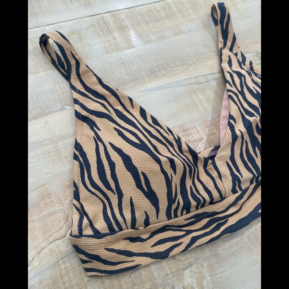 Aerie Zebra Print Pull On Triangle Scoop Bikini T… - image 5